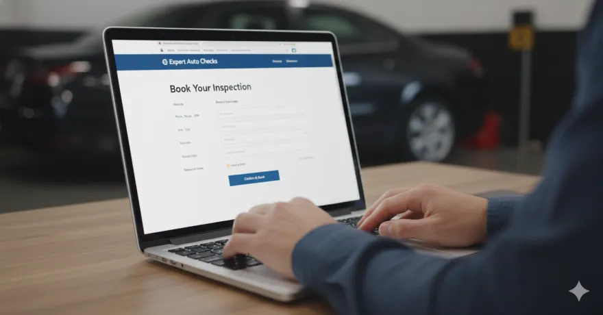 Booking an inspection online from a laptop