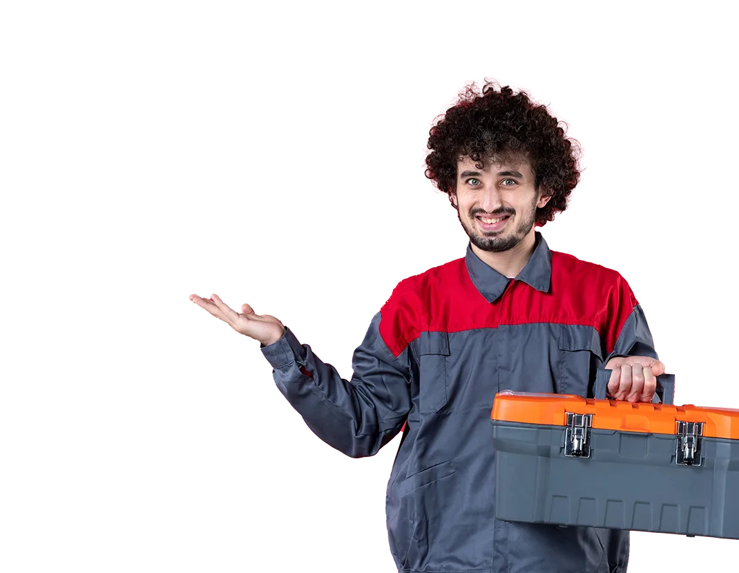 Clunker Busters technician with a toolbox